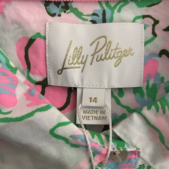 NWT Lilly Pulitzer 14 Sashria Dress. Oversized Orchid print on white background - Picture 2 of 5